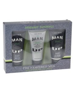 Set me shampo trupi për meshkuj, Justmen, plastikë, 3x95 ml, gri, 3 copë