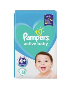 Baby diapers, no. 4+, Active Baby, Pampers, 10-15 kg, 45 pieces