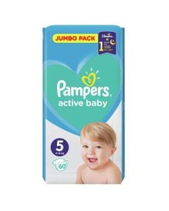 Baby diapers, no. 5, Active Baby, Pampers, 11-16 kg, 60 pieces