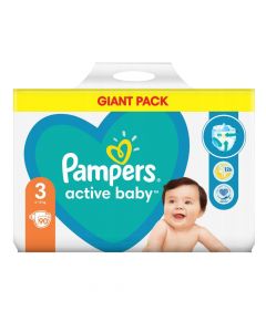 Baby diapers, no. 3, Active Baby, Pampers, 6-10 kg, 90 pieces