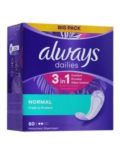 Sanitary pads for daily protection, Dailies 3in1 Normal, Always, 60 pieces