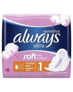 Sanitary pads, Sensitive, Always, 10 pieces