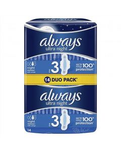 Sanitary pads, Super, Duo Night, Always, 14 pieces