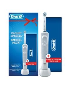 Furcë dhëmbësh elektrike, Oral-B, Vitality D100, plastike, e bardhë, 1 copë