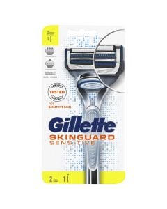Brisku Gillette Sensitive SkinGuard për lëkurë të ndjeshme, 1 dorezë dhe 2 mbushëse.