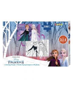 Lojë puzzle për fëmijë 2 në 1, Frozen, Luna, letër, 49x36 cm, mikse, 1 copë