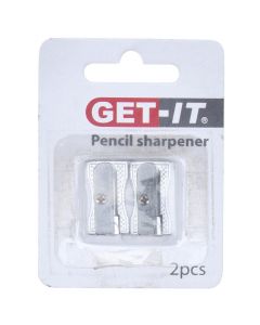 Pencil sharpener set, aluminum, 2.5 cm, gray, 2 pieces