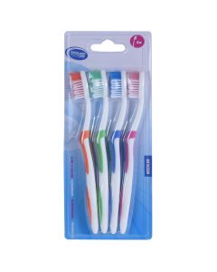 Toothbrush set, polypropylene, rubber and nylon, 20x1 cm, assorted, 4 pieces