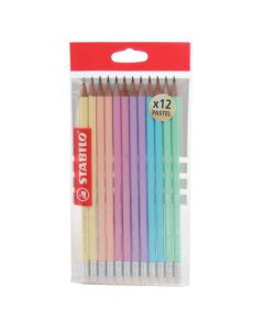Graphite pencils, Pastel, Stabilo, wood, 11x1x22 cm, assorted, 12 pieces