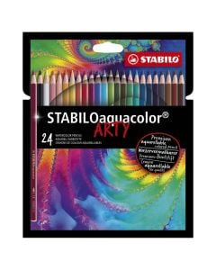 Colored pencils, Aquacolor, Stabilo, wood, 21.5x17.8x1 cm, assorted, 24 pieces
