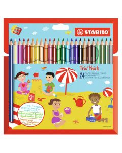 Colored pencils for children, Stabilo, wood, 21.6x1.5x21.8 cm, assorted, 24 pieces