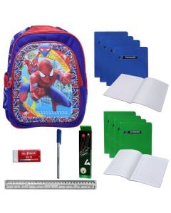 Set çantë shkolle Spiderman për djem, plastikë dhe tekstil, 53x40 cm, mikse, 1 copë