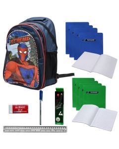 Spiderman school bag set for boys, plastic and textile, 53x40 cm, assorted, 1 piece