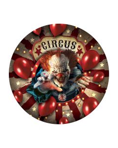 Disposable paper plates, Circus, Halloween Clown, paper, 23 cm, blue and red, 6 pieces