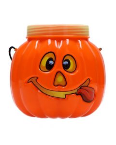 Decorative pumpkin with lid for Halloween, plastic, 15 cm, orange, 1 piece