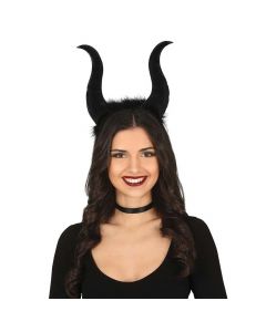 Rreth për flokët, Demon, për Halloween, plastikë dhe najlon, 29 cm, e zezë, 1 copë