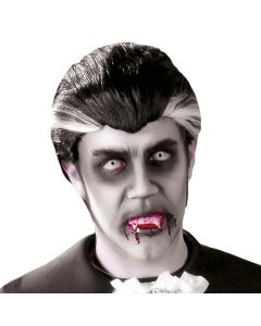 Paruke për Halloween, Dracula, fije sintetike, 23 cm, e bardhë dhe e zezë, 1 copë