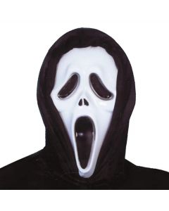 Maskë Scream për Halloween, PVC, 23 cm, e bardhë dhe e zezë, 1 copë
