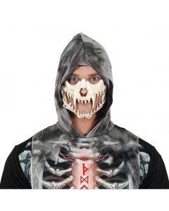 Gjysmë maskë skelet me dhëmbë vampiri, për Halloween, PVC, 23 cm, e bardhë, 1 copë