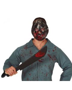 Set maskë Halloween-i dhe thikë lodër, PVC, 54 cm, e zezë, 2 copë