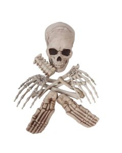 Set of decorative skeleton parts for Halloween, plastic, 31 cm, beige, 10 pieces