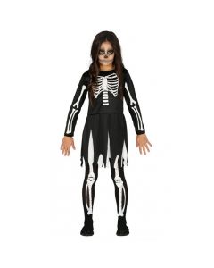 Kostum Halloween për fëmijë, Skeleton, poliestër, 110-115 cm, e zezë dhe e bardhë, 1 copë