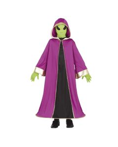 Alien Halloween costume for kids, polyester, 142-148 cm, green and purple, 1 piece