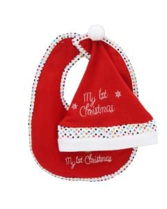 Set of Christmas hats and mittens for babies, 2 pieces