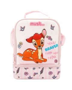 Lunch bag for kids, Bambi, textile, 24x20x12 cm, pink, 1 piece