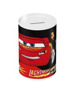 Savings box for children, Cars, metal, 10x15 cm, red, 1 piece