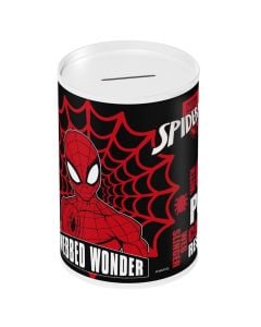 Savings box for children, Spiderman, metal, 10x15 cm, red, 1 piece