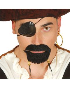 Set me mjekër dhe mustaqe për kostum pirati, fije sintetike, 19.5x14.5x3.5 cm, e zezë, 2 copë
