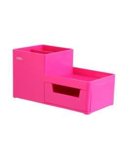 Desk organizer for stationery accessories, Deli, plastic, 17.5x9x9.2 cm, pink, 1 piece