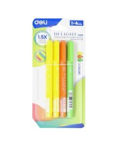 Highlighter, Deli, mixed, 4mm, 4 pieces