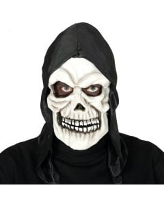 Maske skeletoni me kapuc, 22x20x43 cm, lateks, e bardhë me të zezë, 1 copë