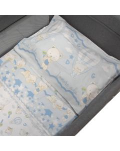 Linen set for children, cotton, blue, 120x180cm