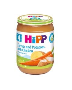 Pure Hipp karrotë, patate dhe pulë, +4 muajsh, 190 gr, 1 copë