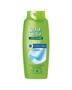 Shampo flokësh për volum, me efekt kundër zbokthit, Wash & Go, plastikë, 675 ml, e gjelbër, 1 copë