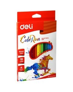 Colored pencils for children, ColoRun, Deli, synthetic resin, 18.5x14.3x1 cm, miscellaneous, 18 pieces