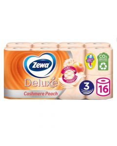 Toilet paper, Zewa Deluxe, Peach, cellulose, 3 sheets, 16 rolls, 1 pack