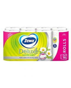 Toilet paper, Zewa Deluxe, Chamomile, cellulose, 3 sheets, 16 rolls, 1 pack