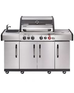 Gas barbecue, Enders, Kansas II Pro, turbo, 153x64x118 cm, Grey, Stainless steel, 4 burners, 1 piece