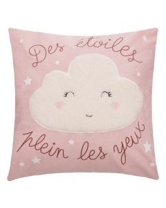 Decorative pillow for children, plush, cloud decor, square, pink, 1 piece