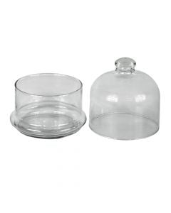 BASIC Food Container with lid 505 cc, Size: D. 13.4 x11.2 cm, Color: Clear, Material: Glass