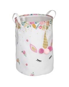 Storage basket, Unicorn, polyester, white and pink, 50x35x35 cm, 1 piece