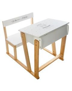 Set tavolinë leximi me stol për fëmijë, MDF, 58x79x63.5 cm, e bardhë, 1 copë