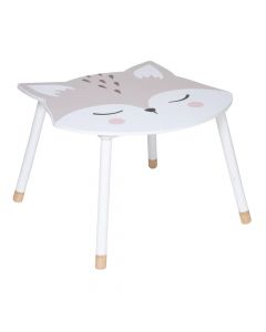 Tavolinë për fëmijë forme dhelpre, MDF dhe druri, 64x62x43 cm, e bardhe dhe kafe, 1 copë