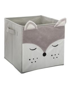 Storage box, polypropylene and cardboard, fox design, 29x29x2 cm, gray, 1 piece