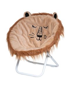 Folding chair for children, Lion, aluminum and plush, 50x50x50 cm, brown and black, 1 piece