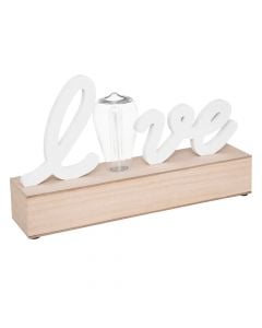LED table decorator, LOVE, MDF, 33.8x7.9x19 cm, natural and white, 1 piece